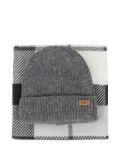 Barbour knitted beanie-scarf set - Grey