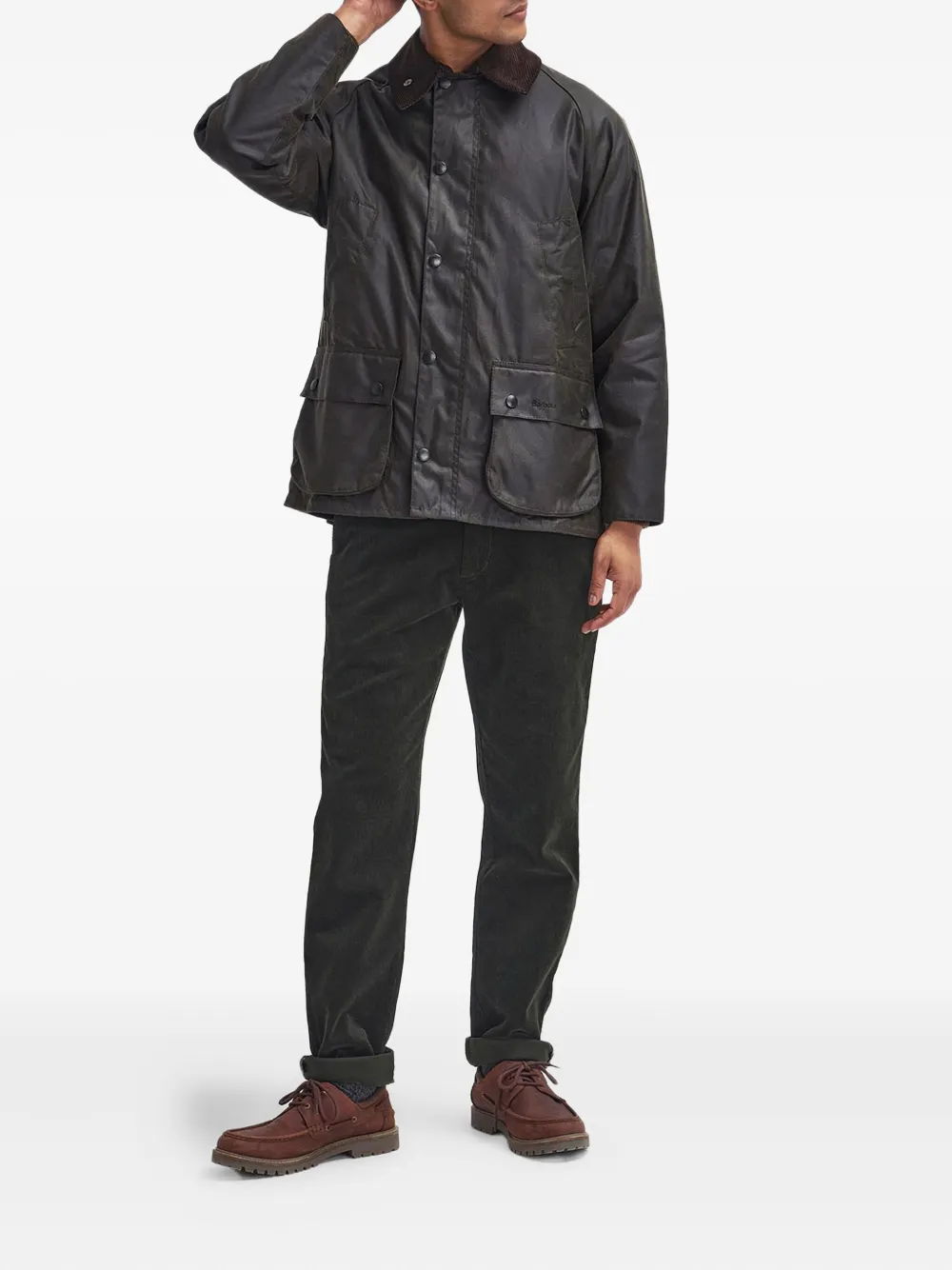 Barbour Corduroy-collar Cotton Jacket In Black