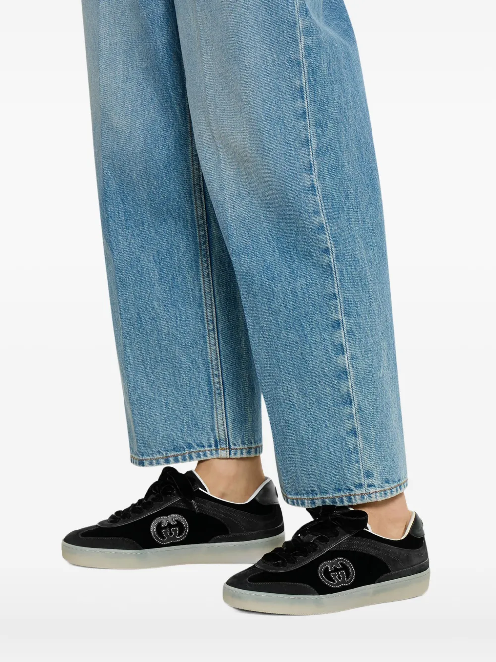 Gucci G75 velvet GG-logo sneakers Black