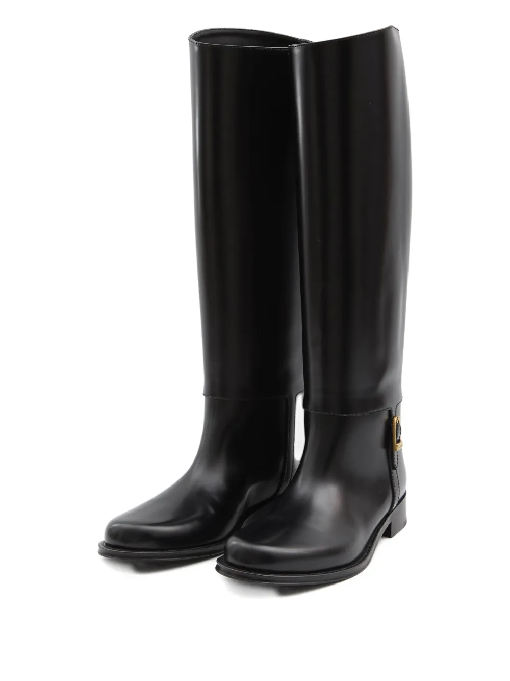 Saint Laurent Black Horny Leather Boots In Black