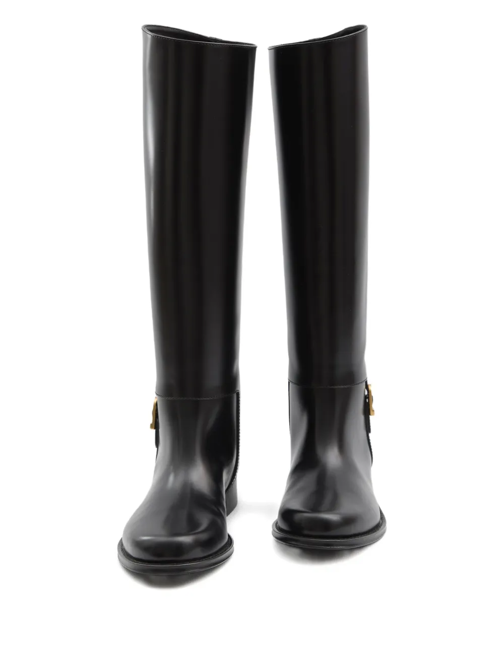 Saint Laurent Black Horny Leather Boots In Black