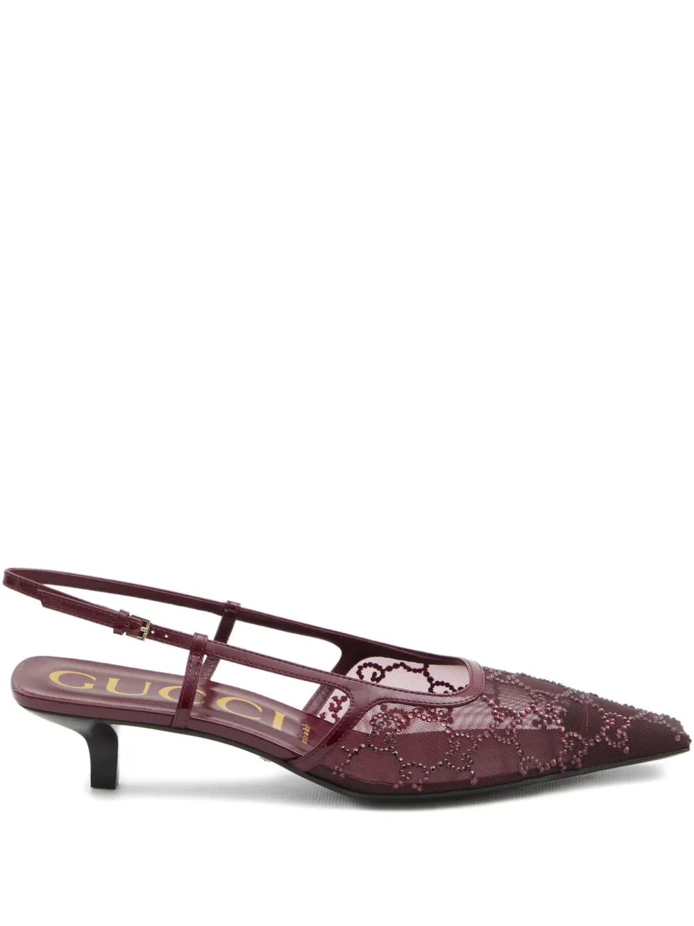 Gucci 35mm GG crystal-embellished slingback pumps Red