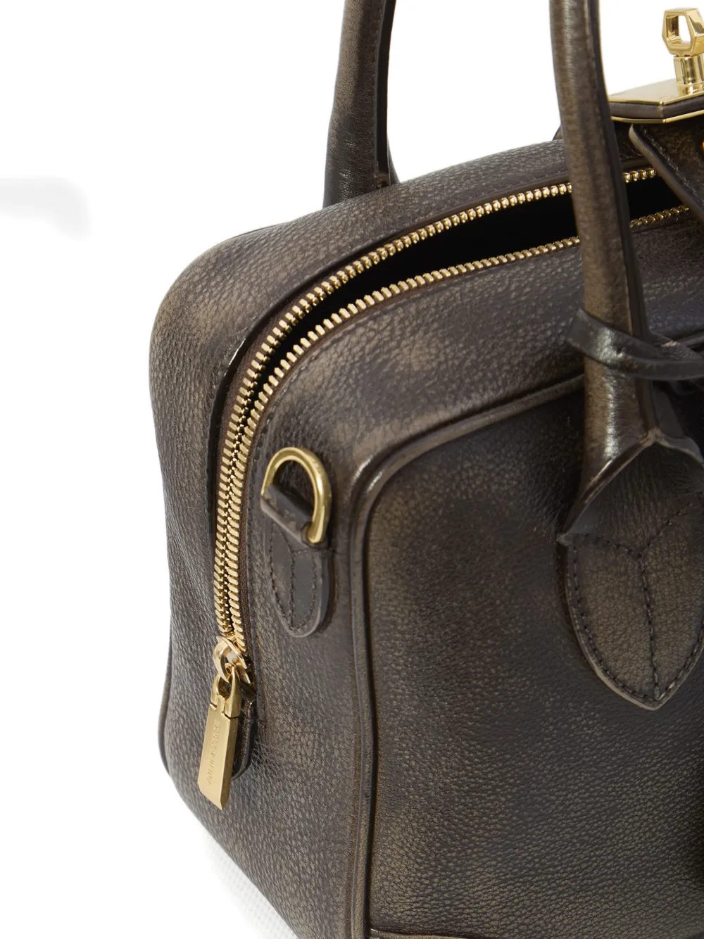 Golden Goose Vintage Leather Tote Bag With Adjustable Strap In Brown