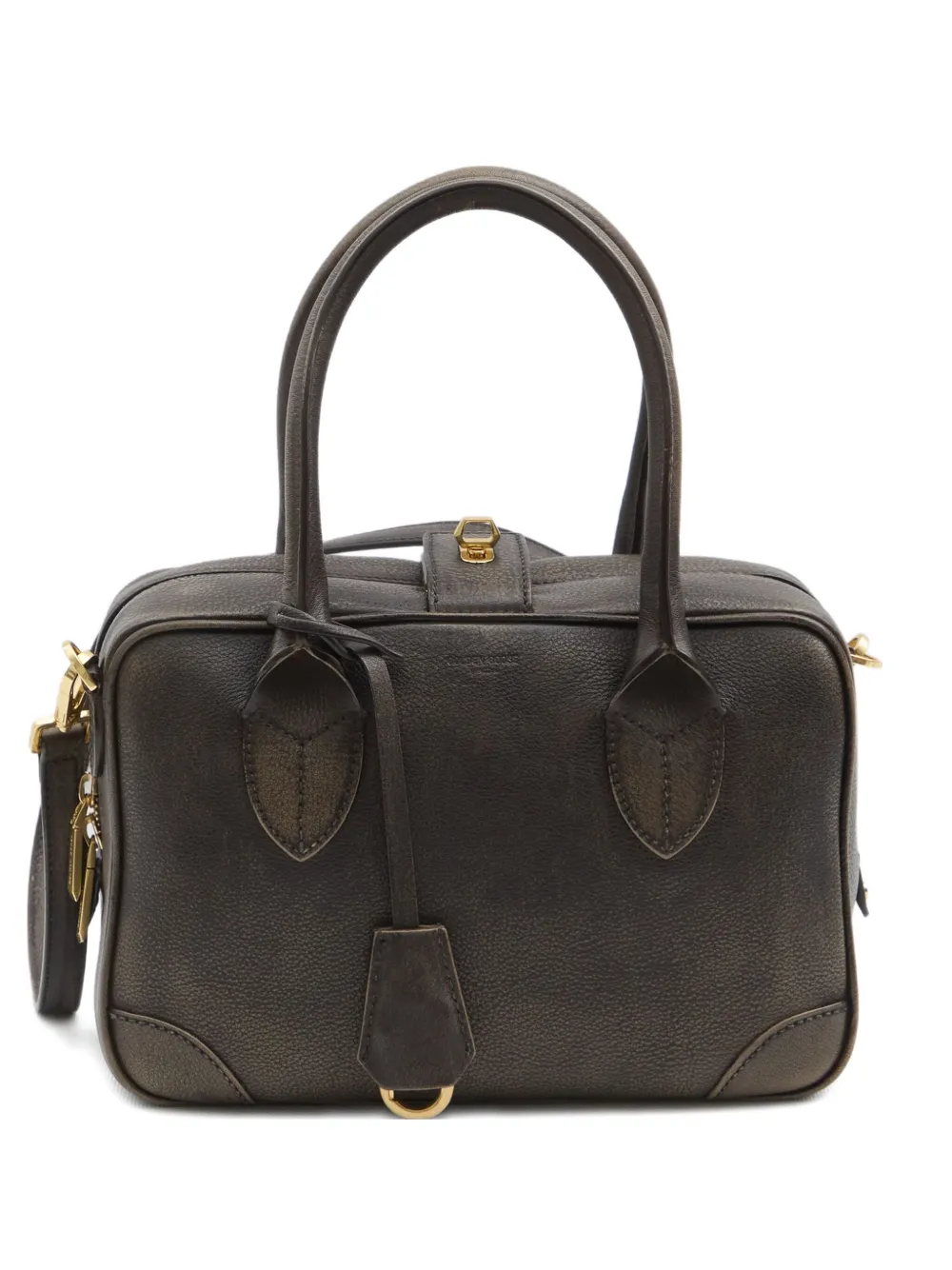 Golden Goose Vintage Leather Tote Bag With Adjustable Strap In Brown