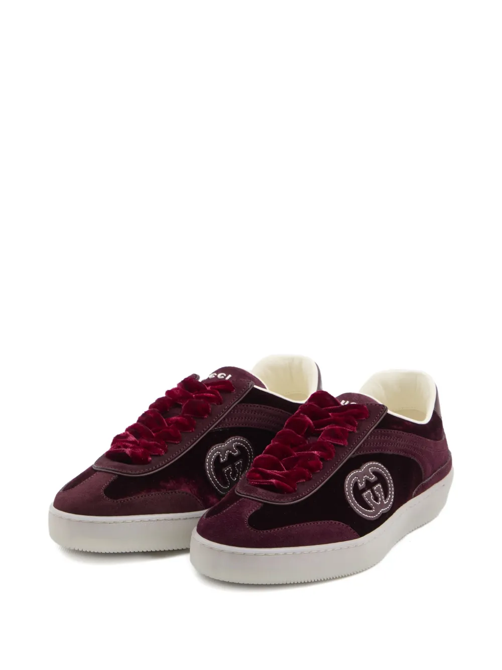 Gucci Sneakers met fluwelen-effect en GG-logo - Rood