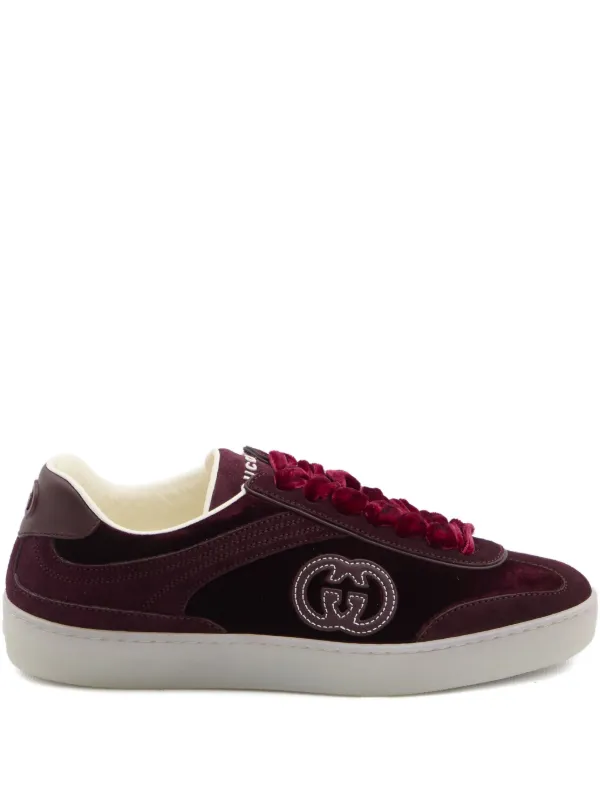 Gucci Tênis Com Logo GG e Efeito De Veludo | Vermelho | FARFETCH BR