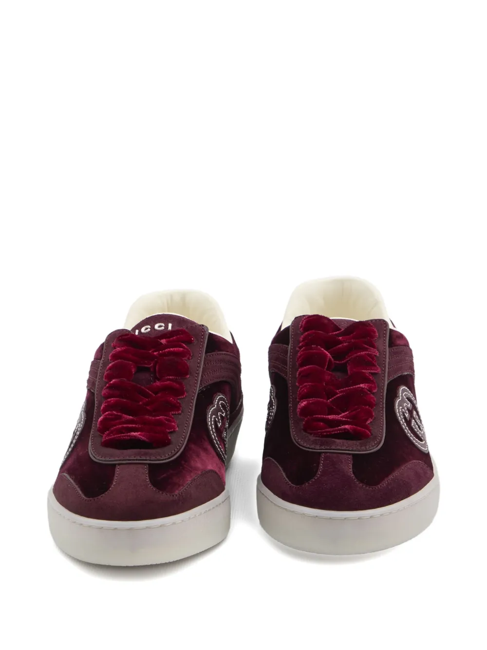 Gucci Sneakers met fluwelen-effect en GG-logo Rood