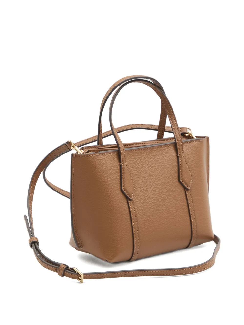 Tory Burch Mini Perry Zip-top Leather Tote Bag In Brown