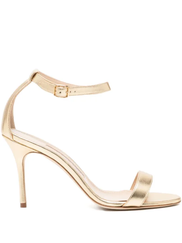 Manolo Blahnik アンクルストラップ サンダル | ゴールドトーン
