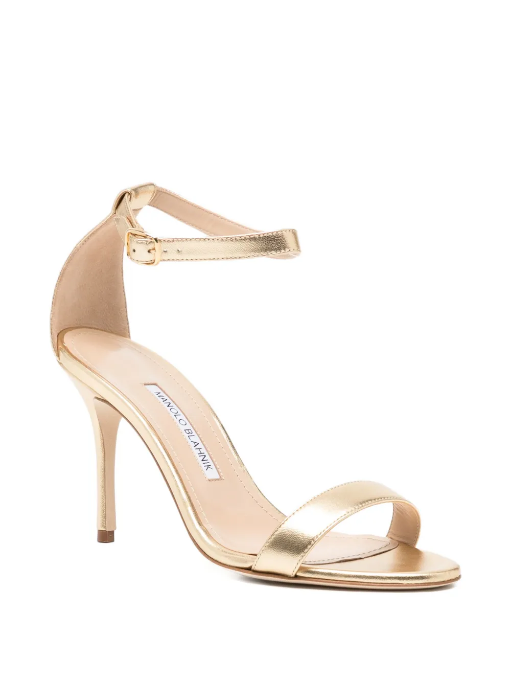 Manolo Blahnik 90mm Chaos Sandals In Gold