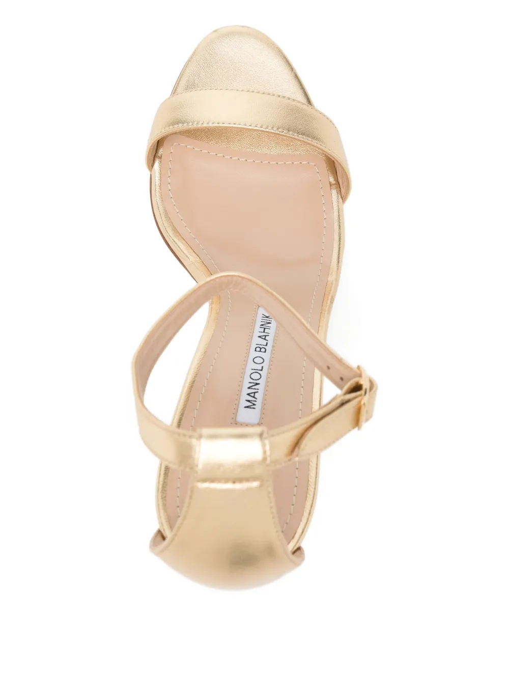 Manolo Blahnik 90mm Chaos Sandals In Gold