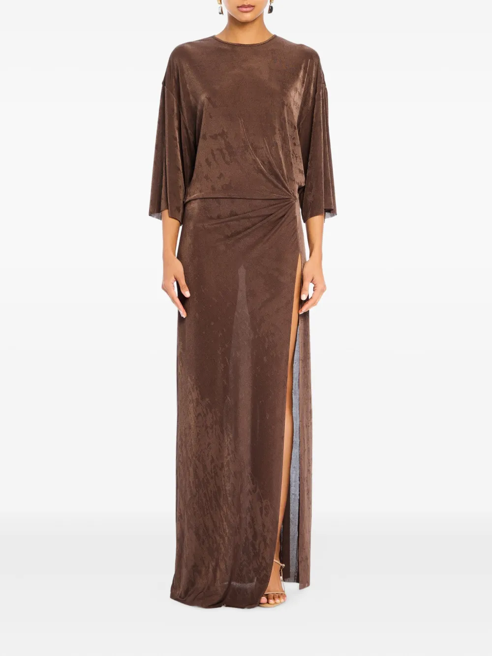 SER.O.YA Laina twisted side-split maxi dress - Bruin
