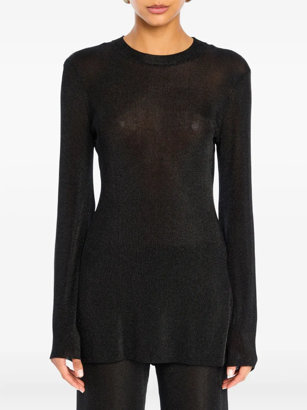 Ser.o.ya Ines Metallic Knit T-shirt In Black