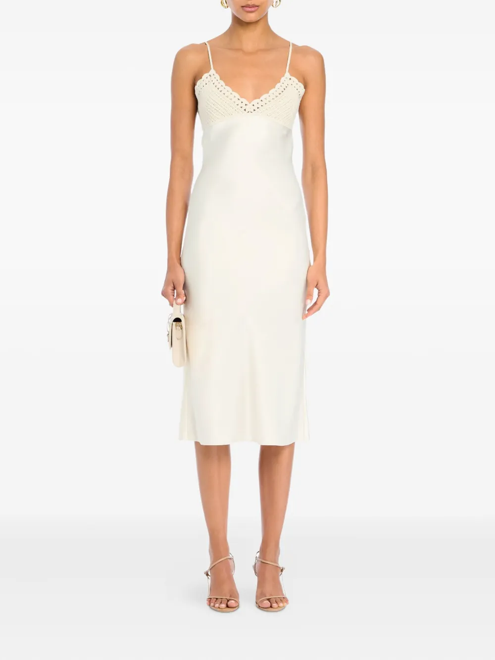 SER.O.YA Peony crochet-detail slip dress - Beige