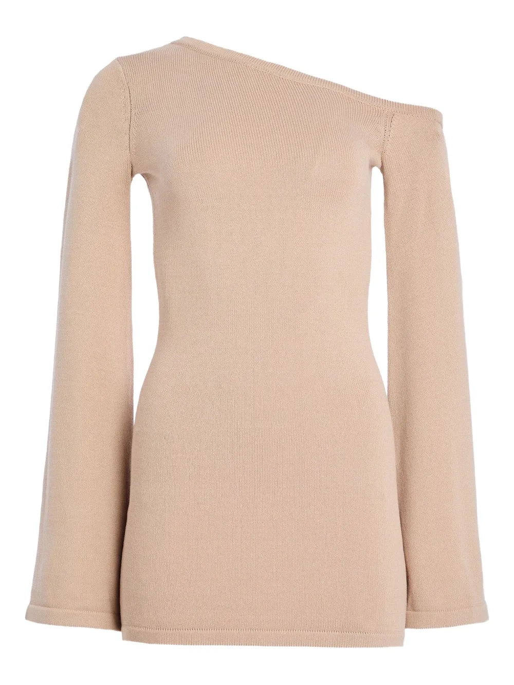 Ser.o.ya Koa One-shoulder Bell-sleeve Mini Dress In Neutral