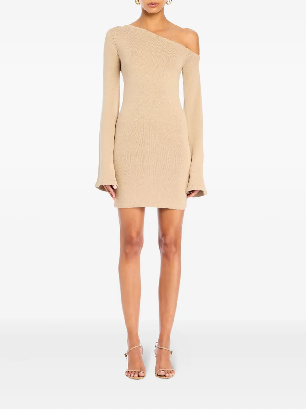 SER.O.YA Koa one-shoulder bell-sleeve mini dress | Neutrals | Image 1