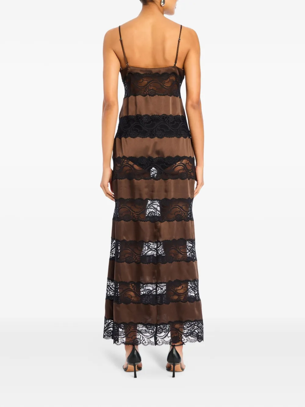 Ser.o.ya Faye Lace-insert Satin Maxi Dress In Brown