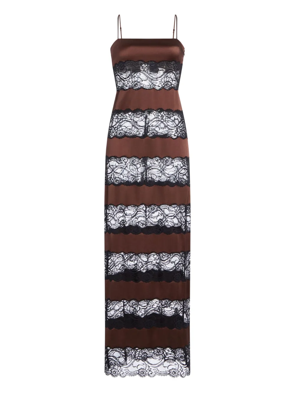 SER.O.YA Faye lace-insert satin maxi dress | Brown | Image 1
