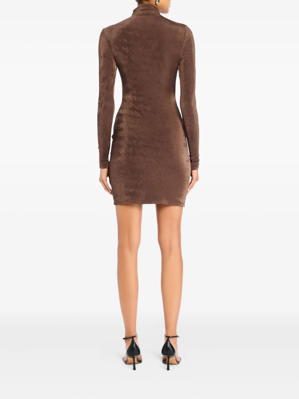 Ser.o.ya Nara High-neck Long-sleeve Mini Dress In Brown