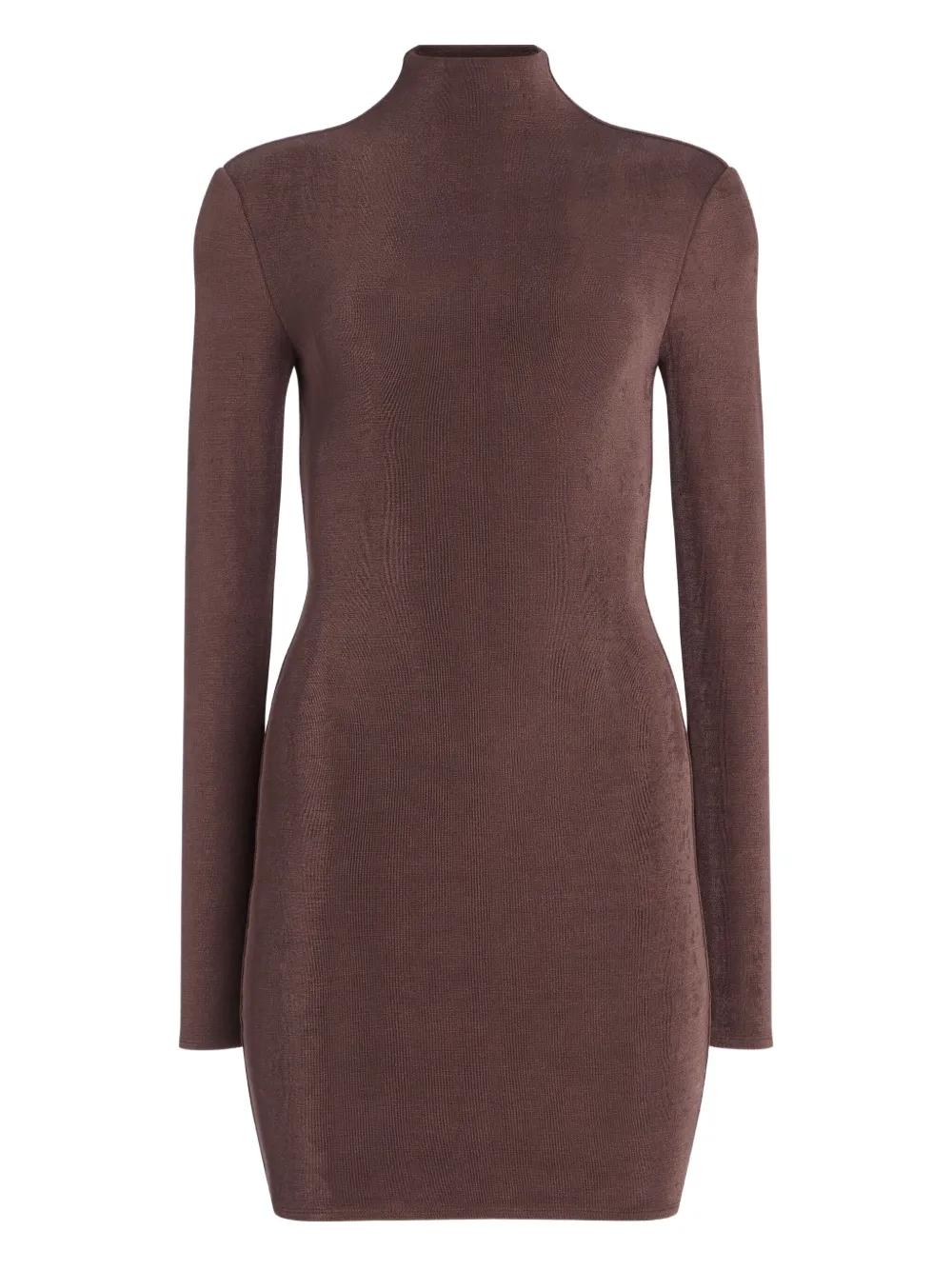 Ser.o.ya Nara High-neck Long-sleeve Mini Dress In Brown