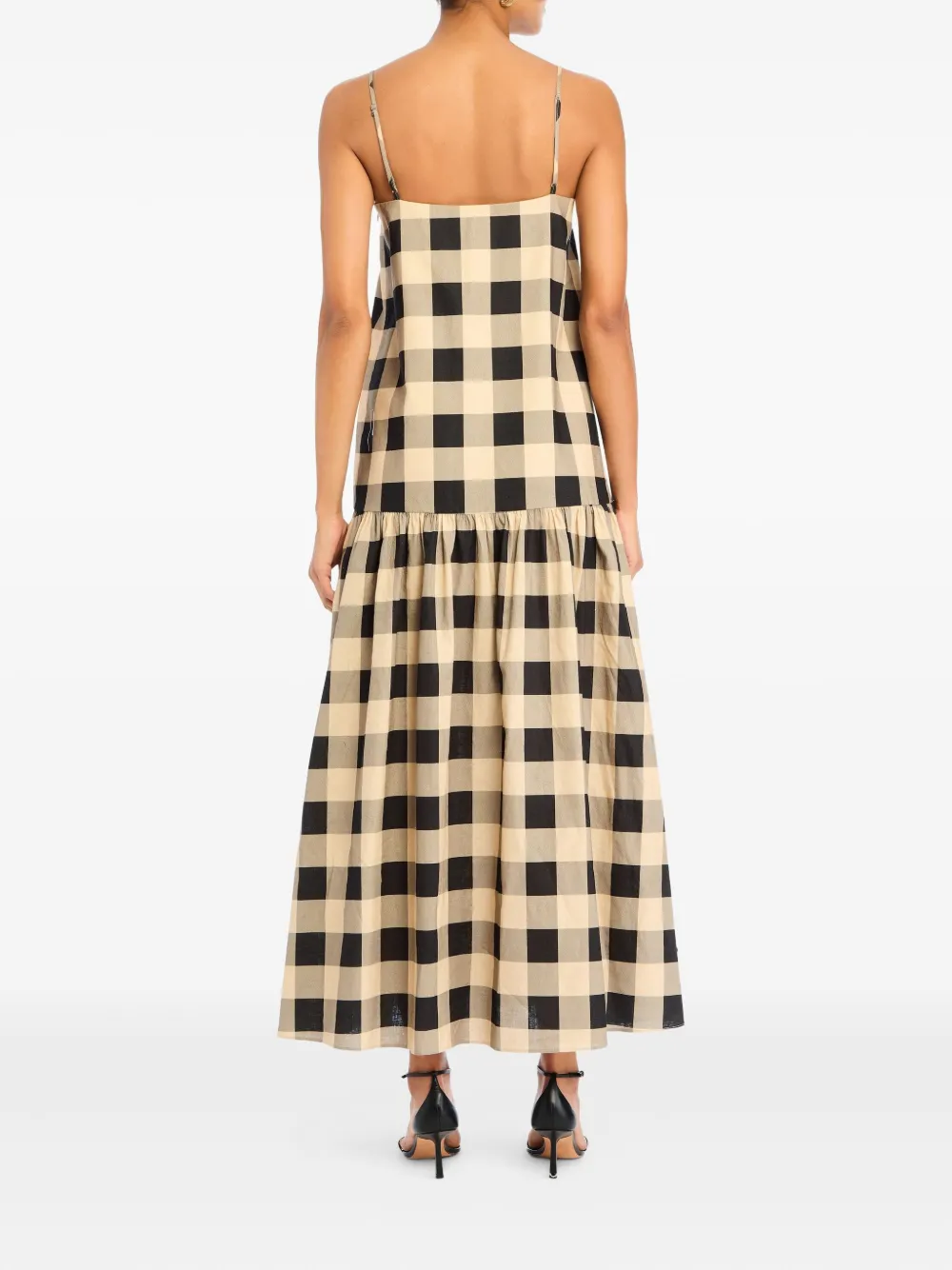 Ser.o.ya Aydan Gingham Tiered Maxi Dress In Neutral