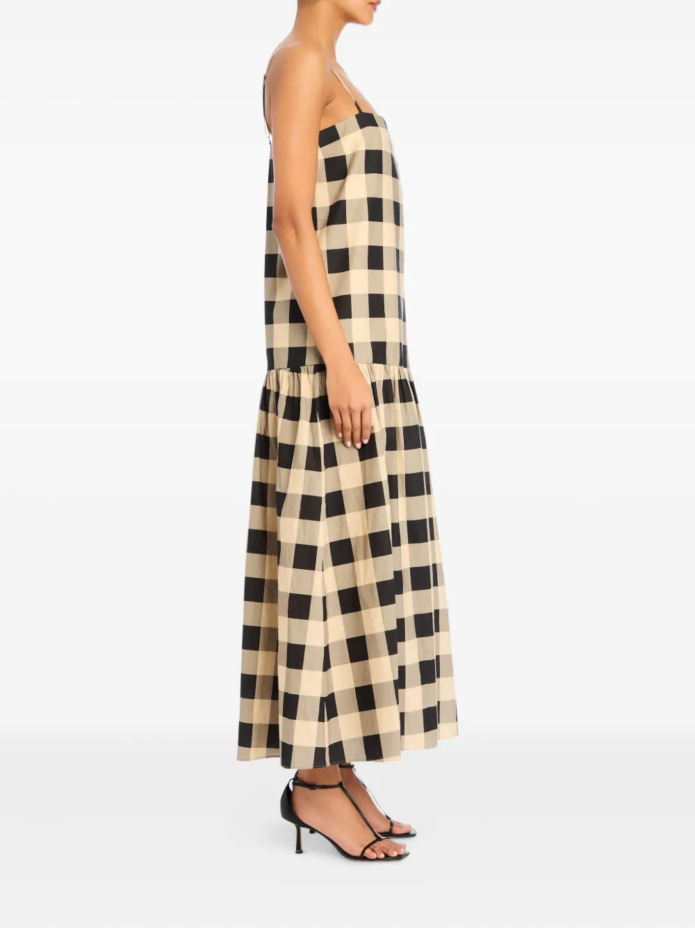 Ser.o.ya Aydan Gingham Tiered Maxi Dress In Neutral