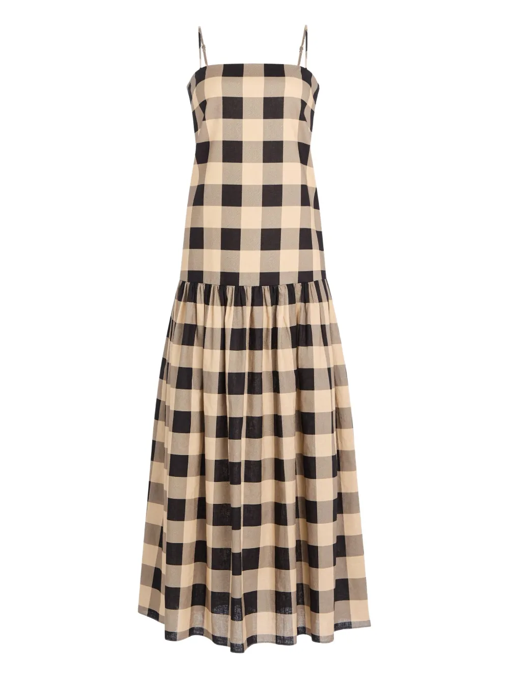 SER.O.YA Aydan gingham tiered maxi dress | Neutrals | Image 1