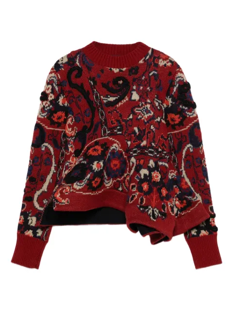 sacai paisley-print asymmetric sweater