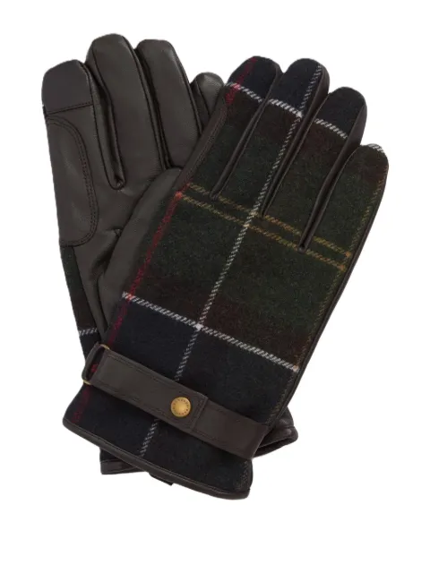 Barbour leather-plaid gloves