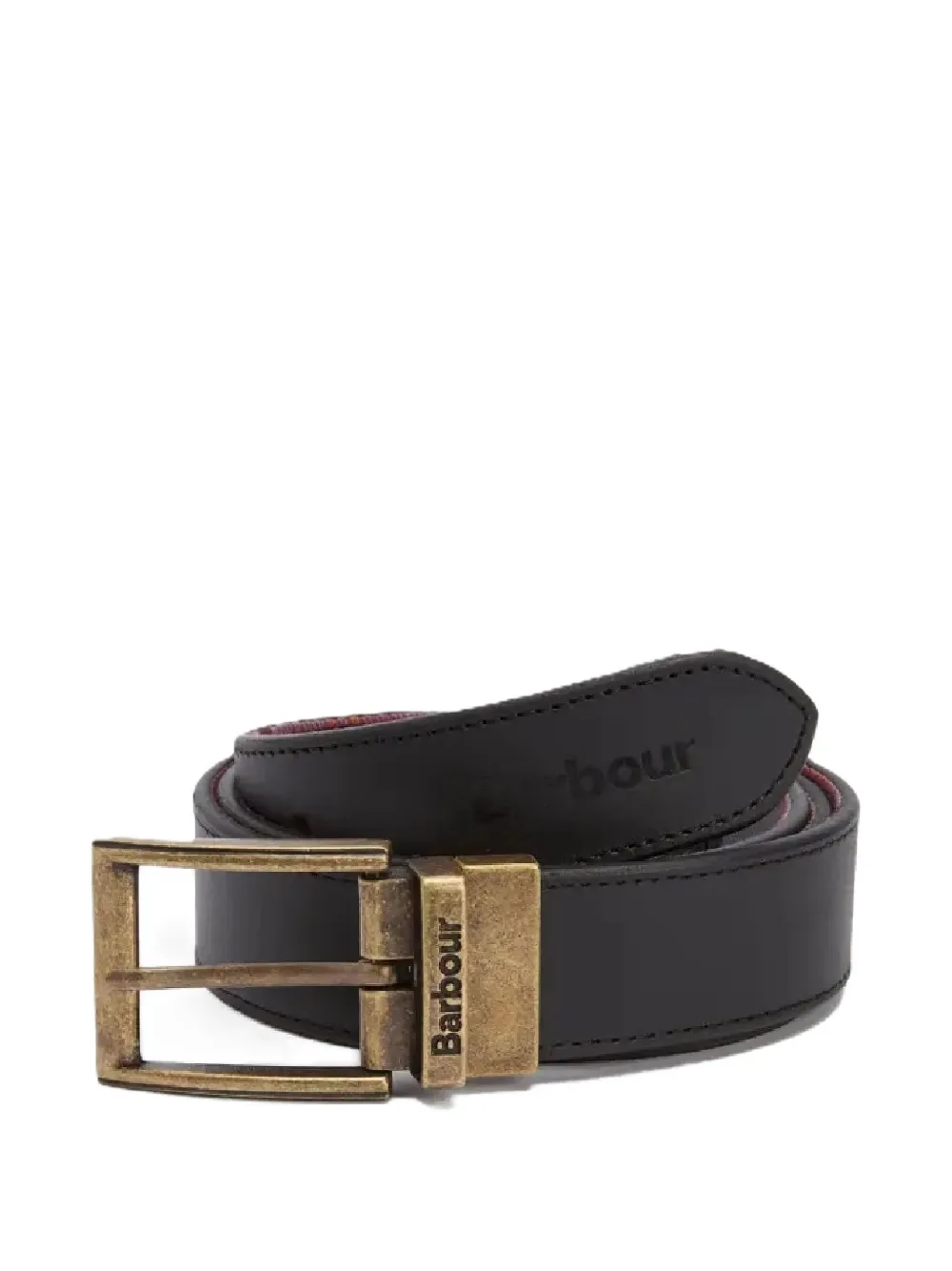 Barbour reversible tartan buckle belt | Black | Image 1