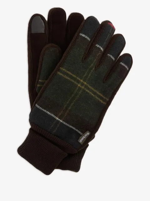 Barbour guantes con paneles a cuadros tartán