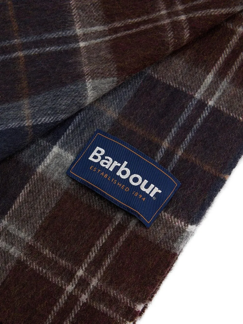 Barbour Tartan Fringed Scarf In Blue