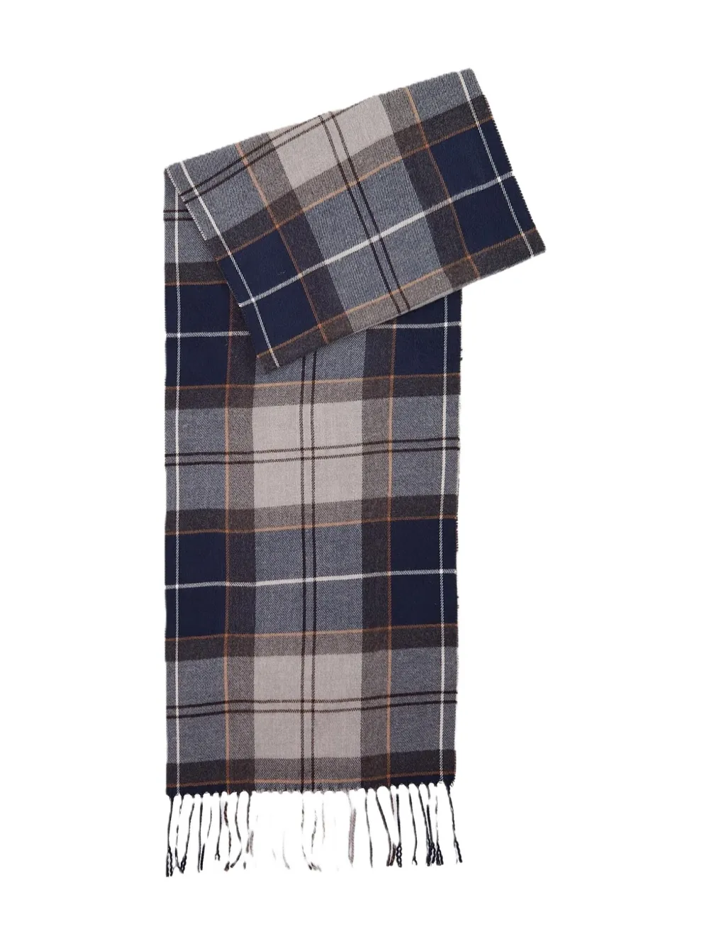 Barbour Sjaal met tartan ruit en franje - Blauw