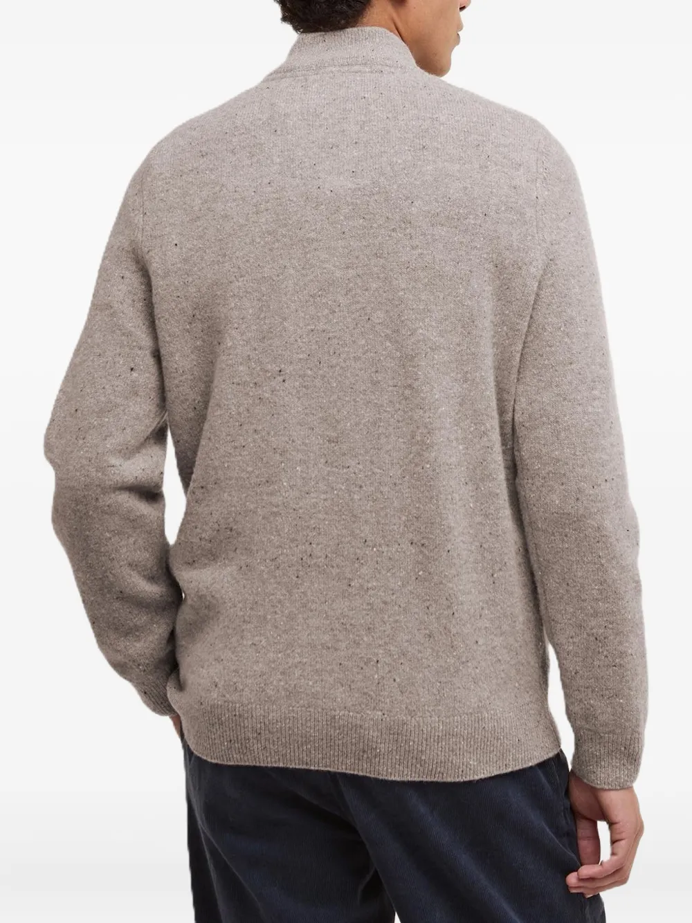 Barbour Mens Military Marl Holden Checked Elbow-patch Wool Knitted Top In Neutral