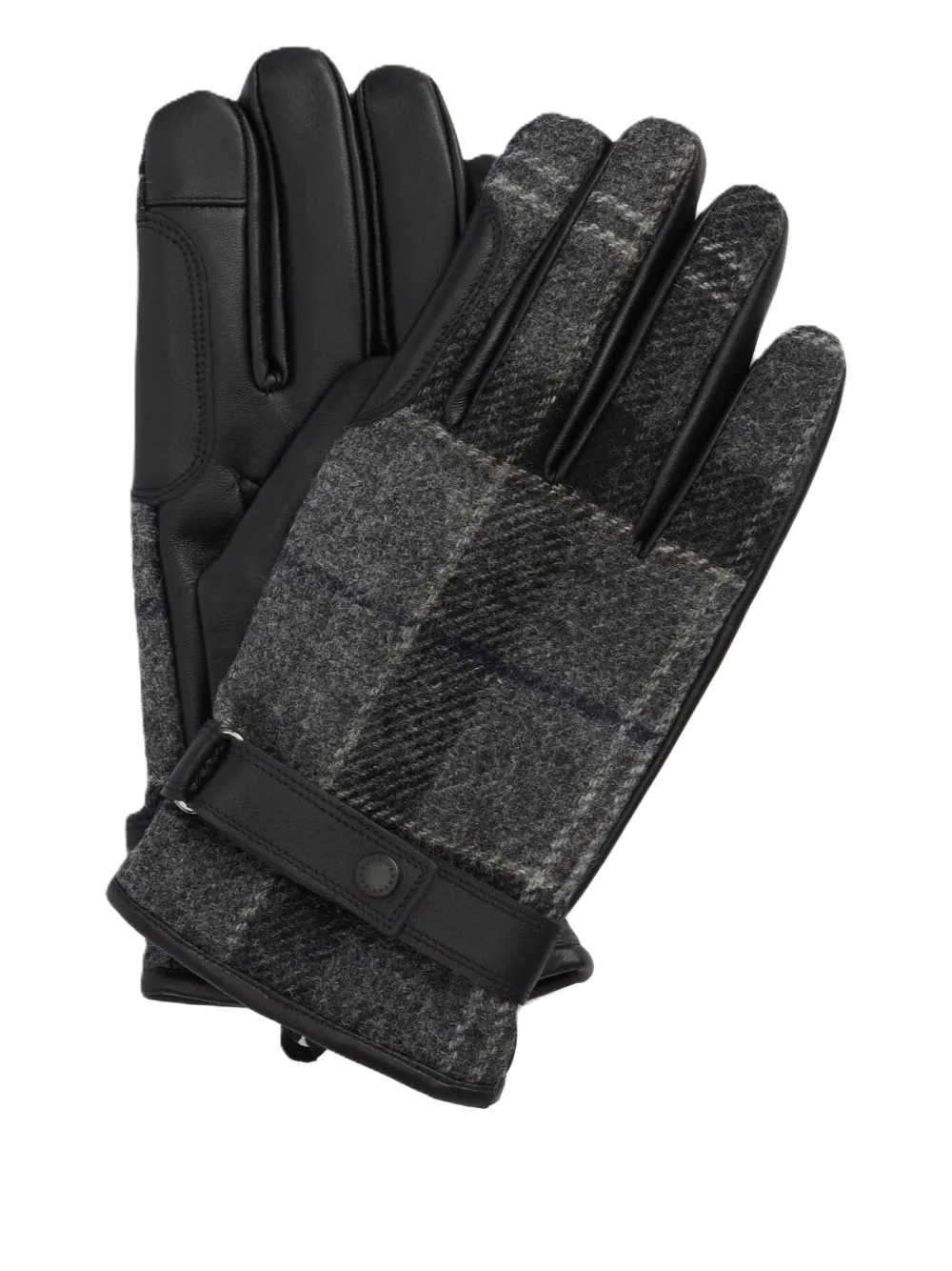 Barbour Black Leather And Wool Gloves In Black