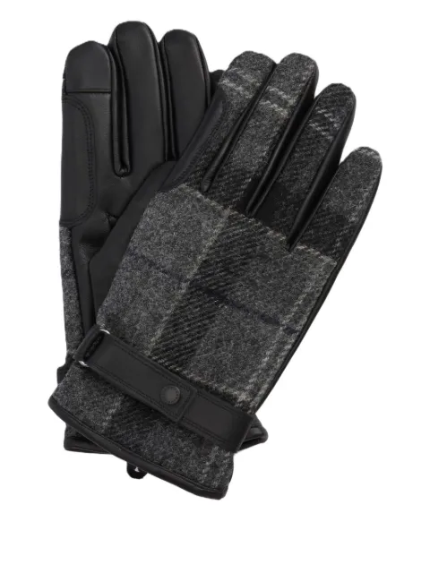 Barbour leather-panelled tweed gloves