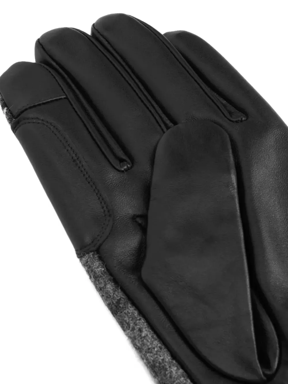 Barbour Black Leather And Wool Gloves In Black