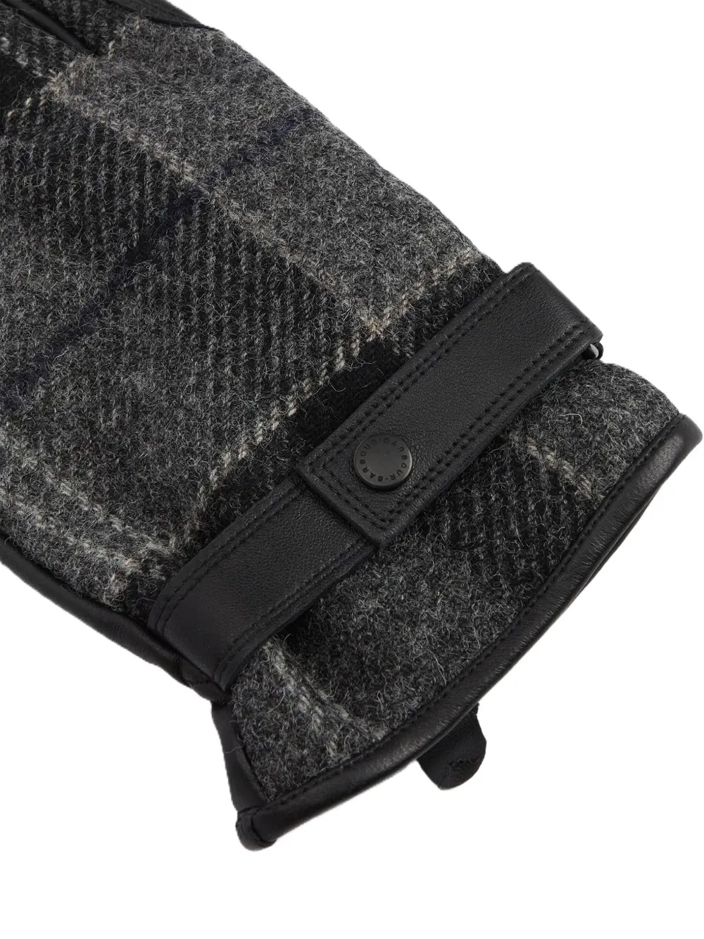 Barbour Black Leather And Wool Gloves In Black