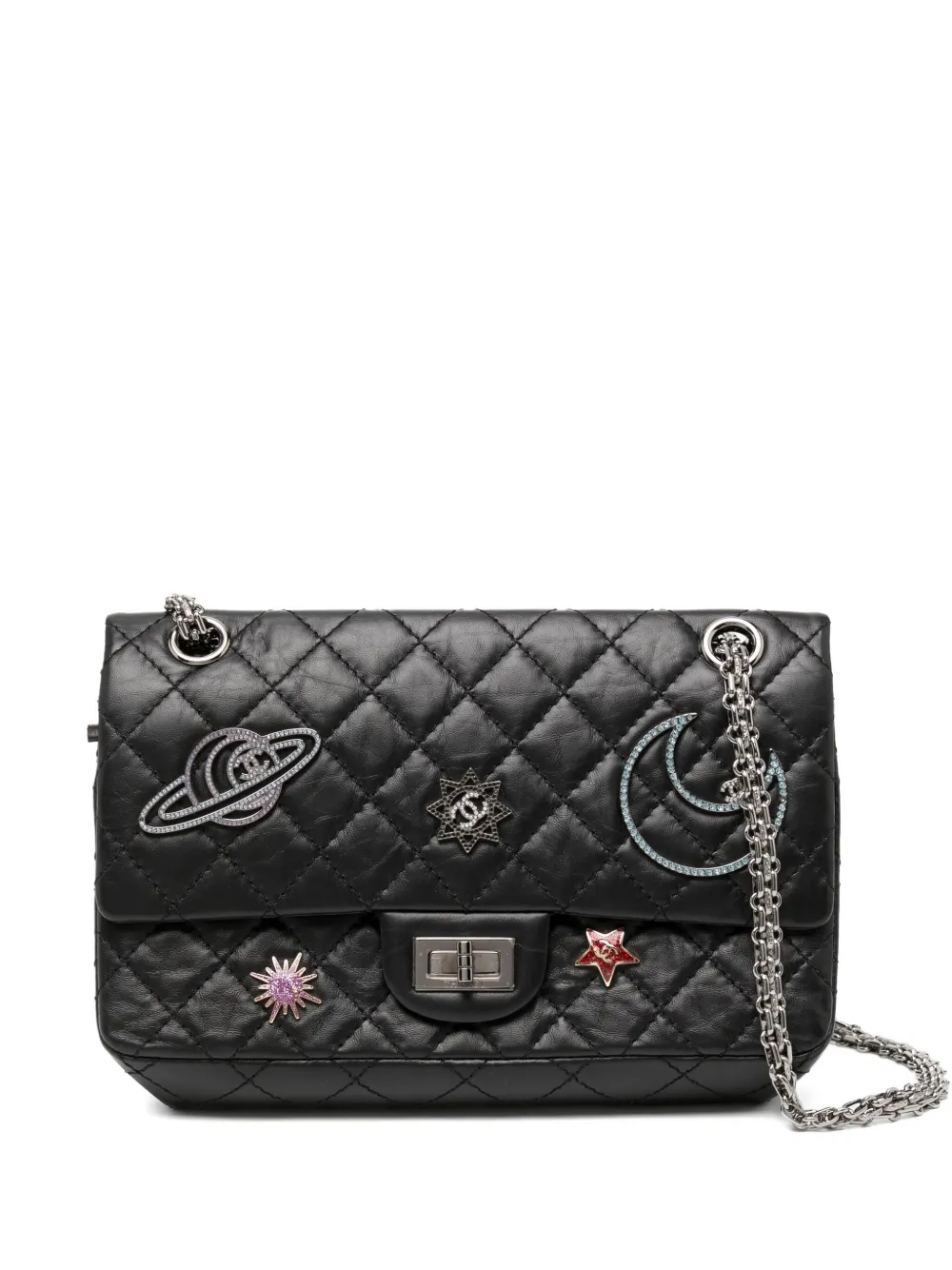 Pre-owned Chanel 2017 Space Reissue Charms Icons Mademoiselle Flap Bag Limited Edition In Blue