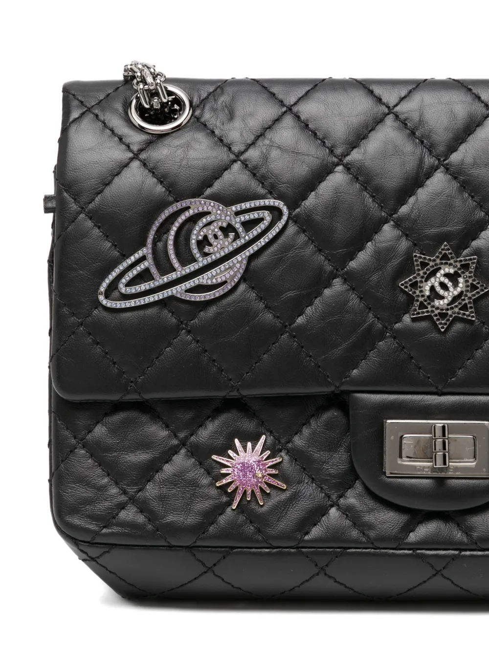 Pre-owned Chanel 2017 Space Reissue Charms Icons Mademoiselle Flap Bag Limited Edition In Blue
