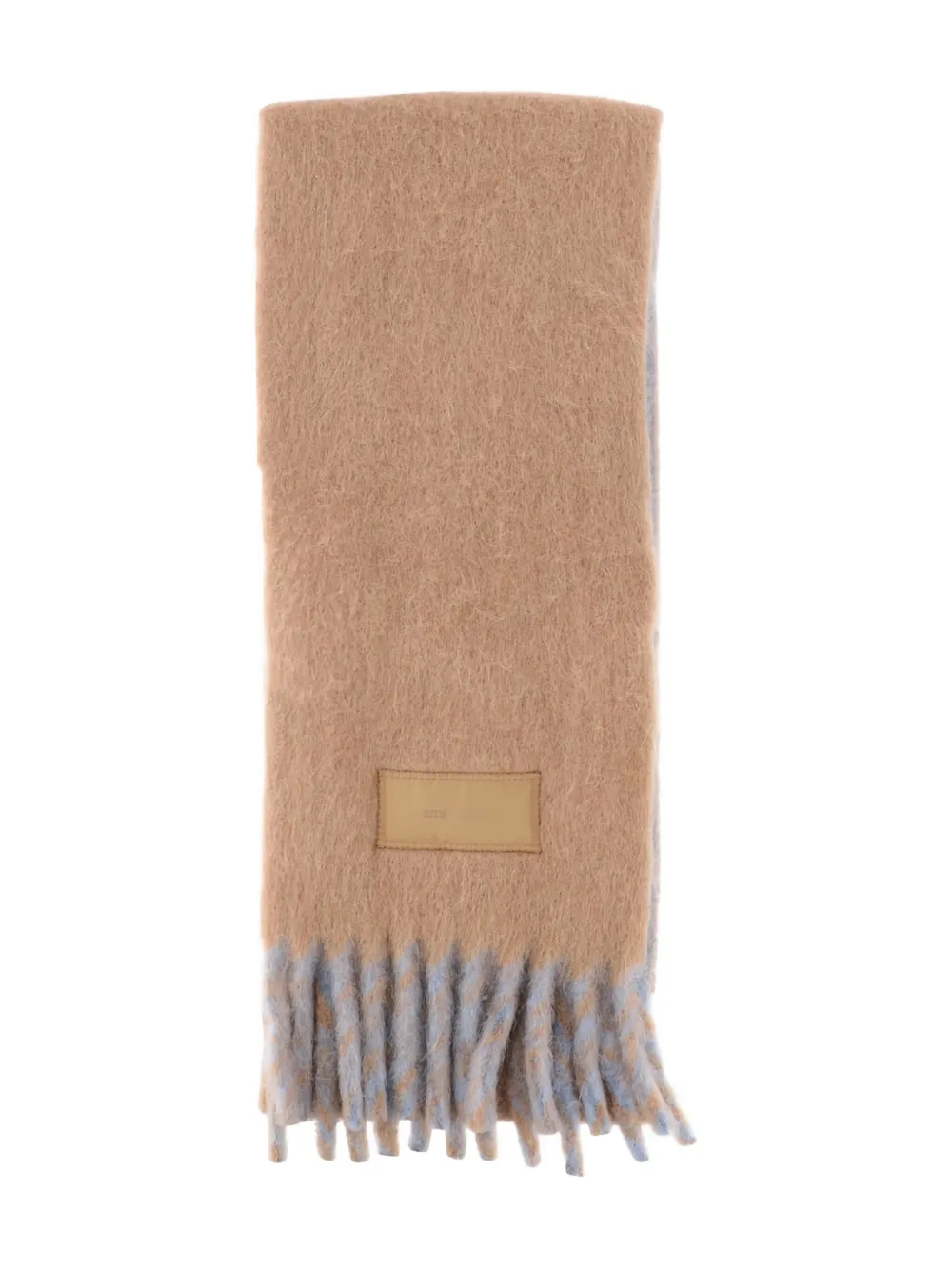 AMI Paris fringed logo-patch scarf | Neutrals | Image 1
