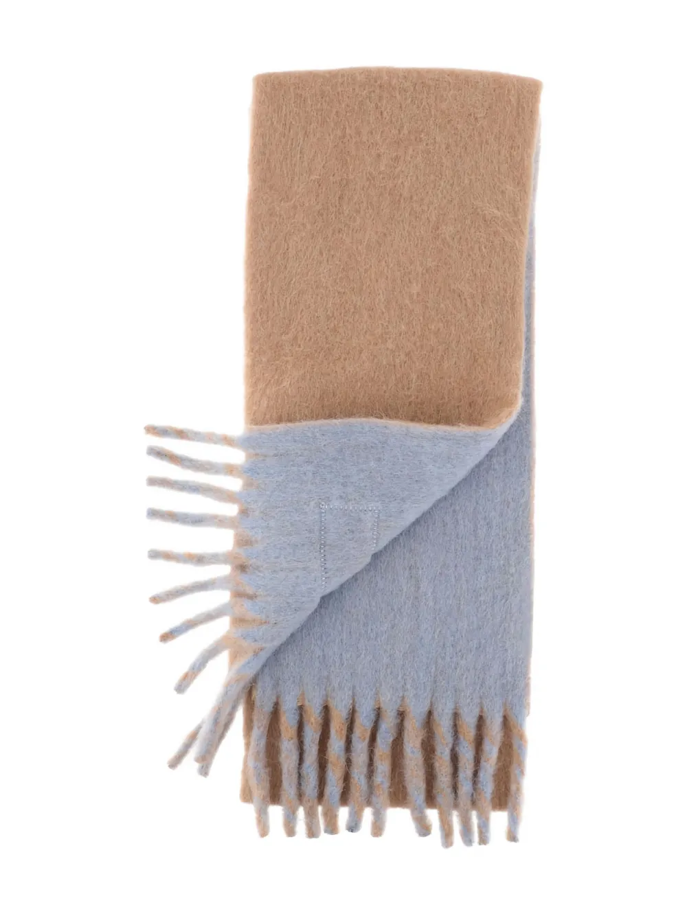 AMI Paris fringed logo-patch scarf - Beige