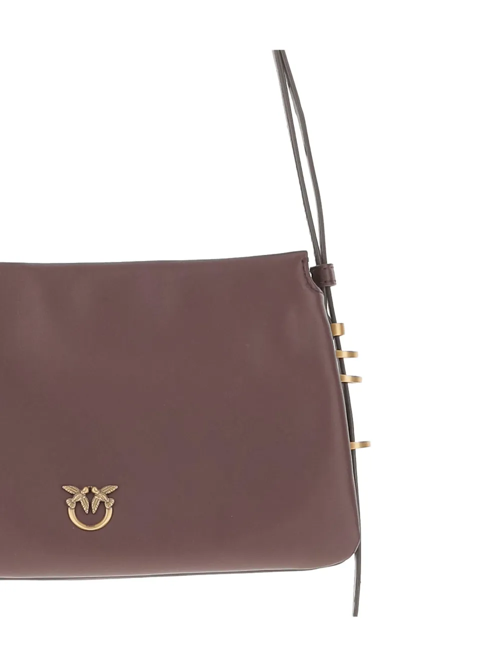 Pinko Logo-detail Calfskin Crossbody Bag In Brown