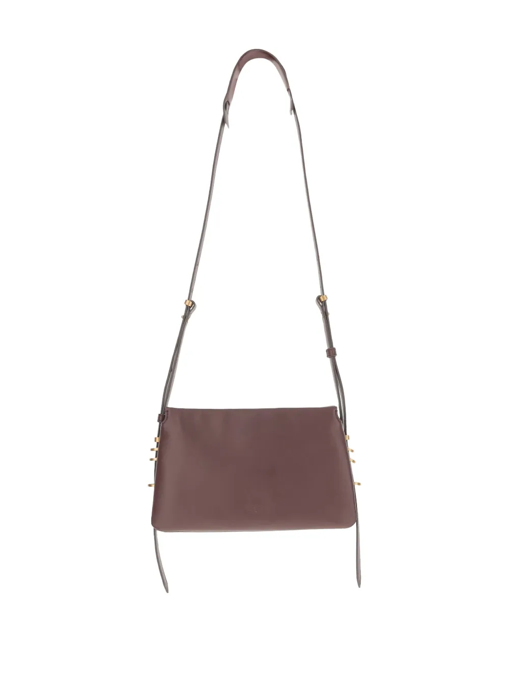 Pinko Logo-detail Calfskin Crossbody Bag In Brown