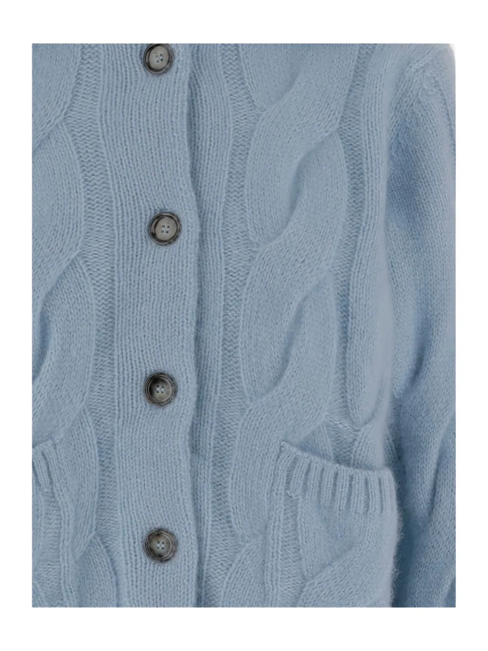 Allude Cashmere And Silk Cardigan With Braided Pattern In Blue