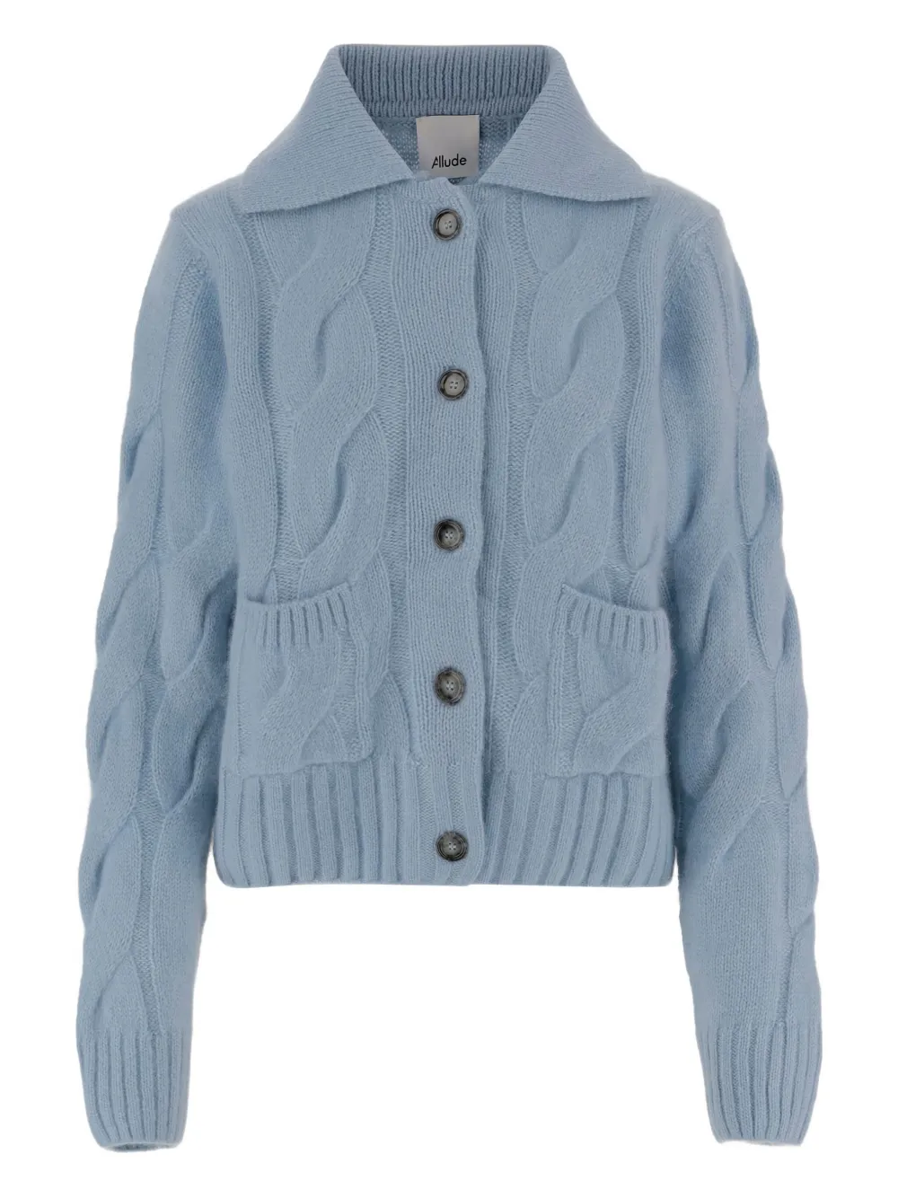 Allude Cashmere And Silk Cardigan With Braided Pattern In Blue