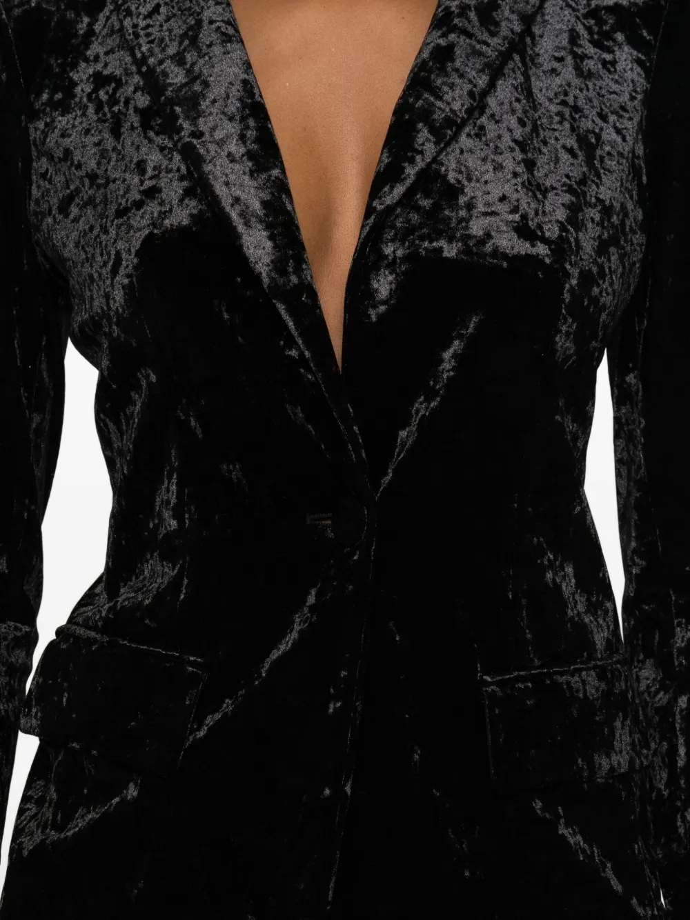 Patrizia Pepe Velvet Blazer In Black