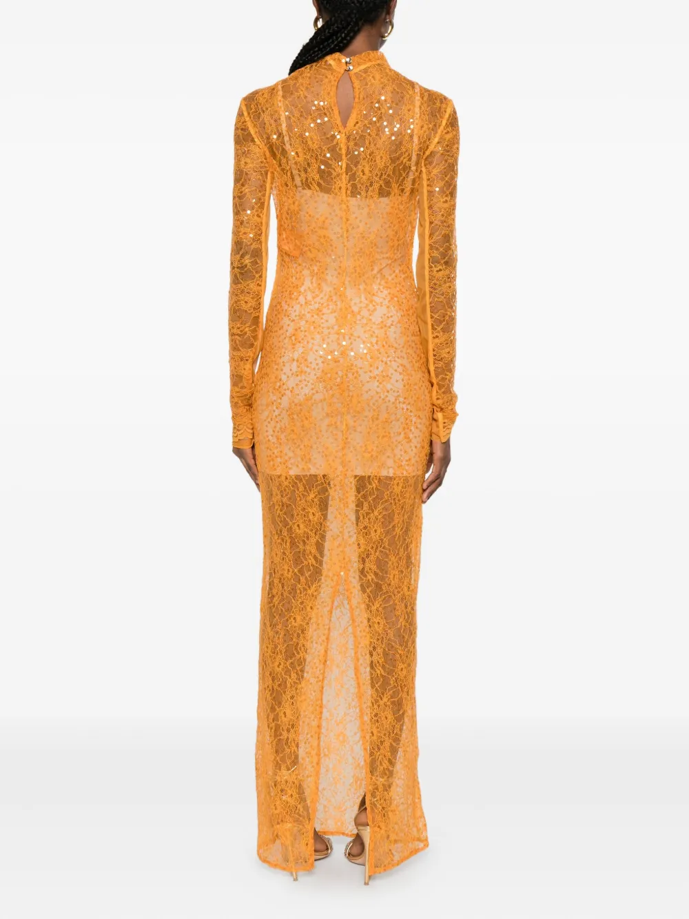 Patrizia Pepe Sequin-embellished Midi Dress In Orange