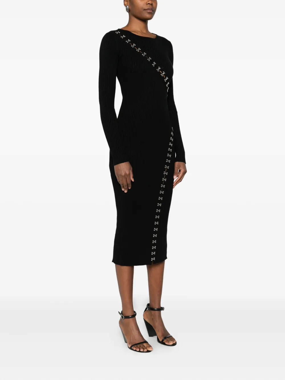 Patrizia Pepe Knitted Midi Dress In Black