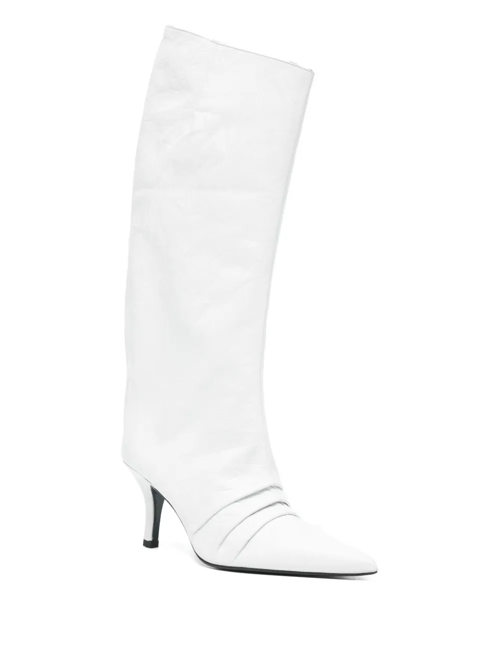Patrizia Pepe 75 mm gekreukte laarzen met puntige neus Wit